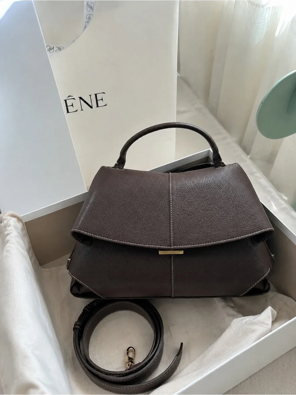 Dark Brown Leather Top-Handle Satchel - Women
